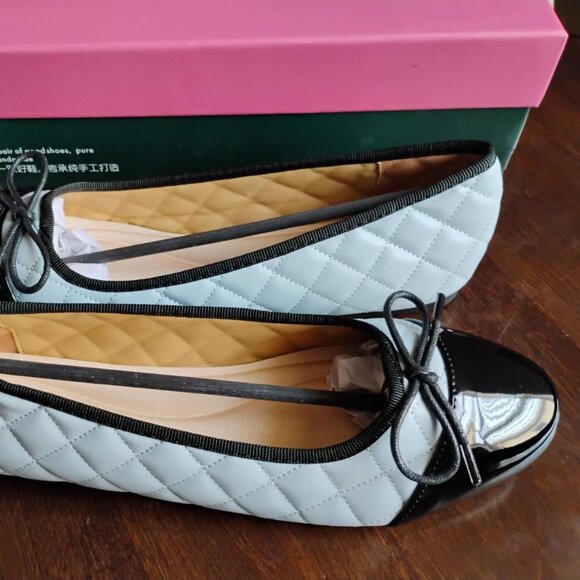 Women’s Comfortable Dressy Ballet Flats Shoes Bow Formal Flats Blue and Black - Picture 3 of 8